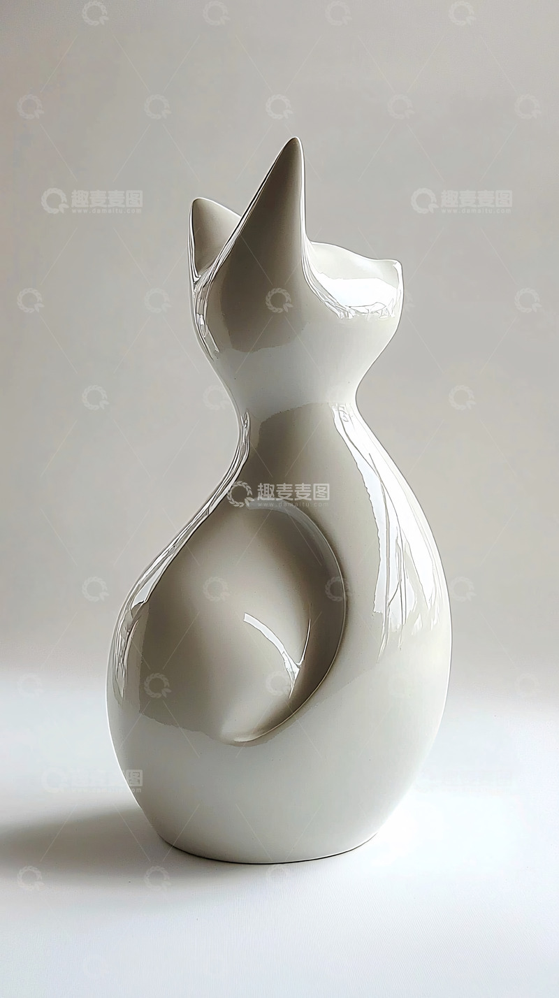 高清大图下载【趣麦麦图】简约陶瓷猫咪摆件