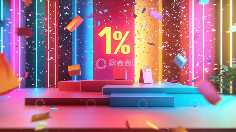 高清大图下载【趣麦麦图】绚丽多彩的购物节背景