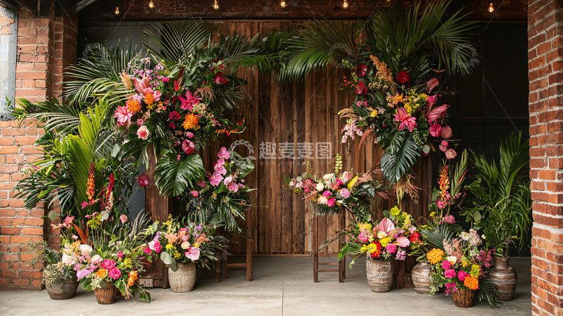 高清大图下载【趣麦麦图】热带花卉拱门婚礼