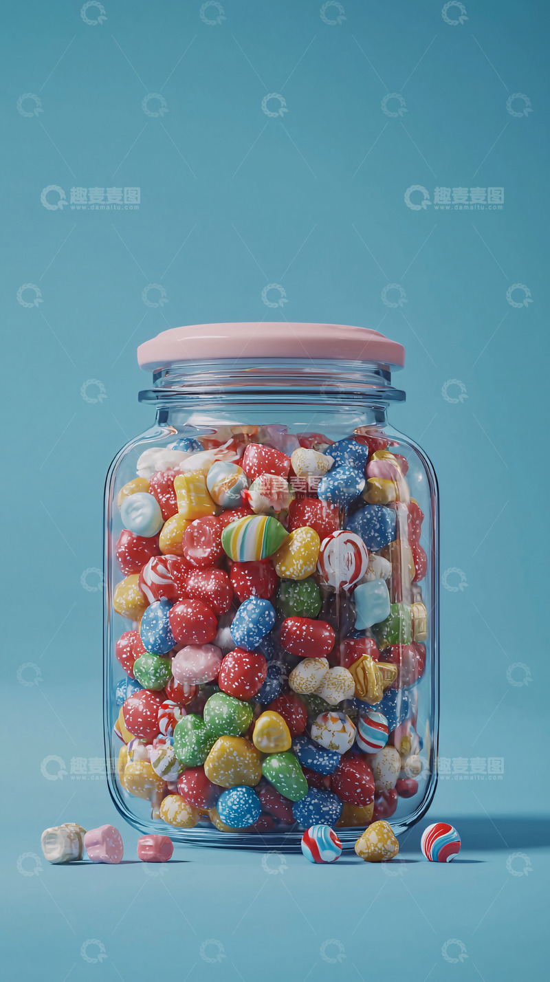 高清大图下载【趣麦麦图】彩色糖果玻璃罐