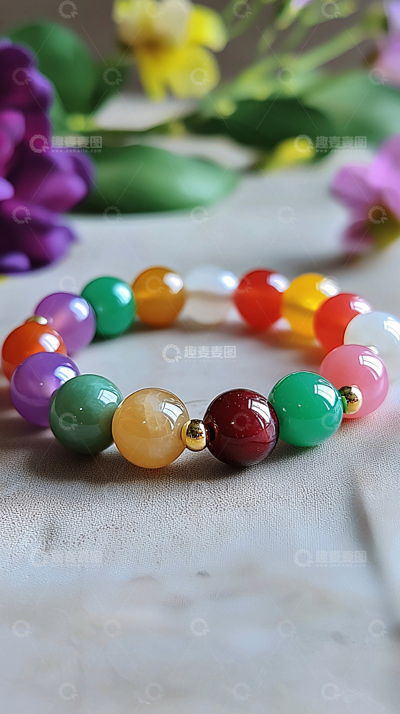 高清大图下载【趣麦麦图】彩色宝石手链