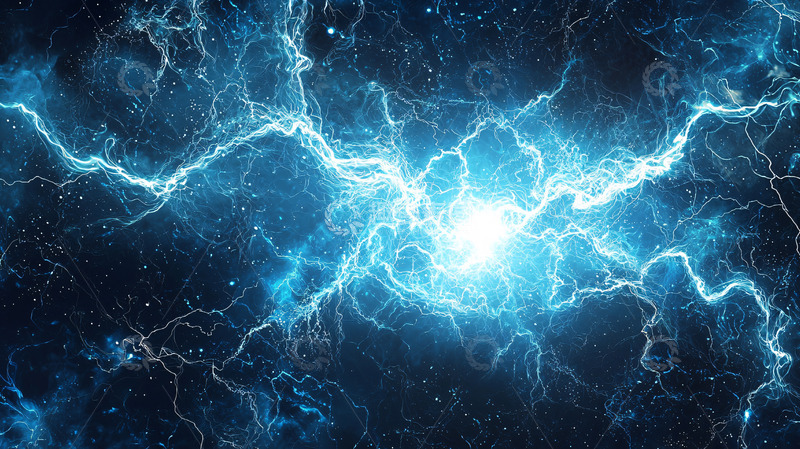 高清大图下载【趣麦麦图】蓝色闪电能量风暴