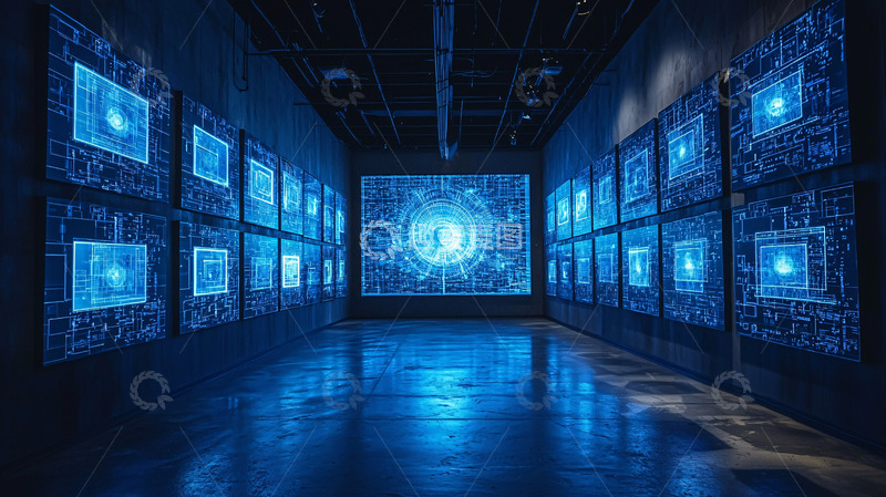 高清大图下载【趣麦麦图】科技感十足的蓝色展览馆
