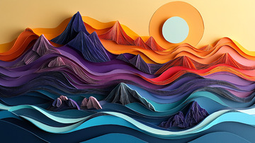 纸艺山水风景画