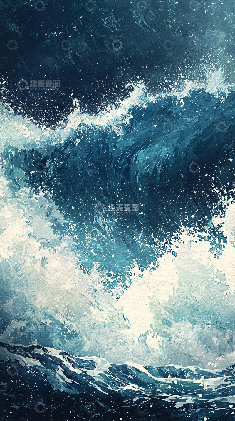 高清大图下载【趣麦麦图】汹涌澎湃的蓝色巨浪