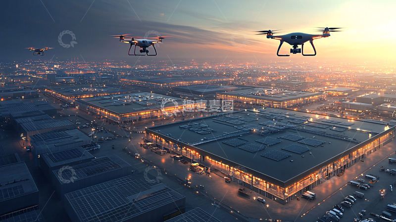 高清大图下载【趣麦麦图】无人机飞过城市夜景