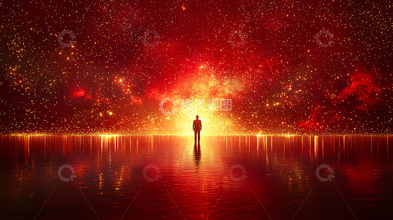 高清大图下载【趣麦麦图】红色宇宙星空