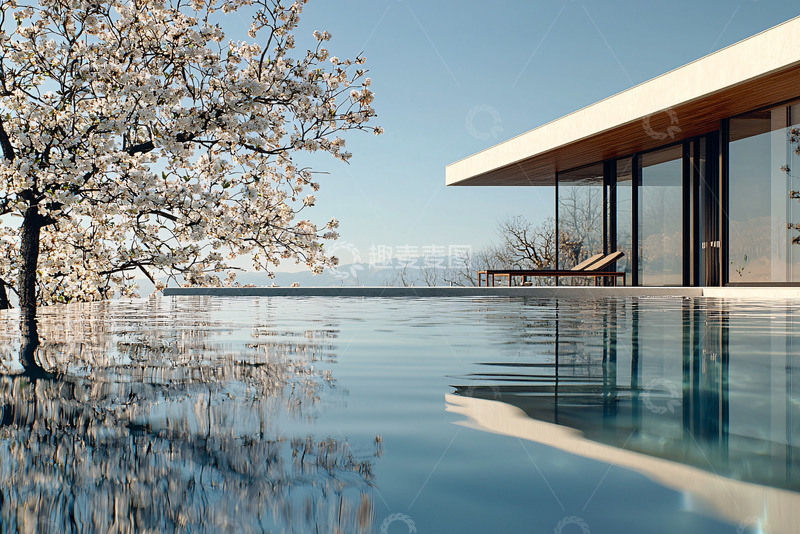 高清大图下载【趣麦麦图】现代简约别墅泳池