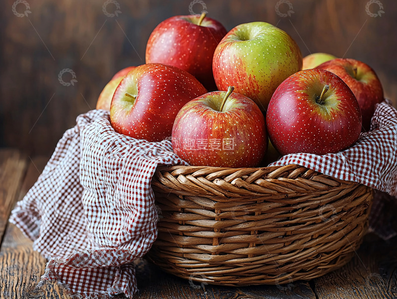 高清大图下载【趣麦麦图】一篮子红苹果