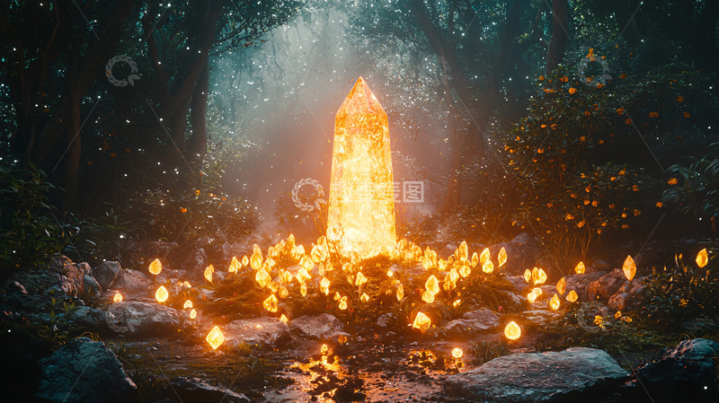 高清大图下载【趣麦麦图】森林水晶塔