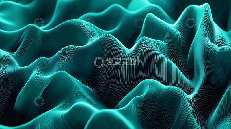 高清大图下载【趣麦麦图】深蓝绿色波浪纹理背景