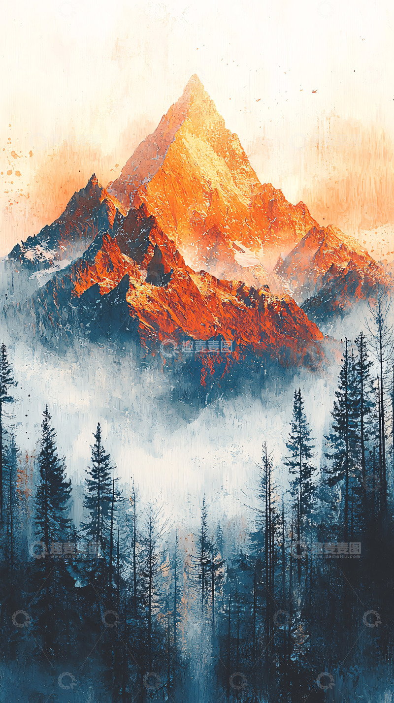 高清大图下载【趣麦麦图】日出雪山