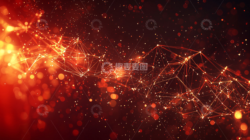 高清大图下载【趣麦麦图】红色科技感粒子流背景