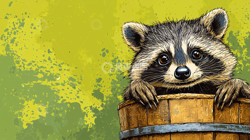 高清大图下载【趣麦麦图】浣熊卡通