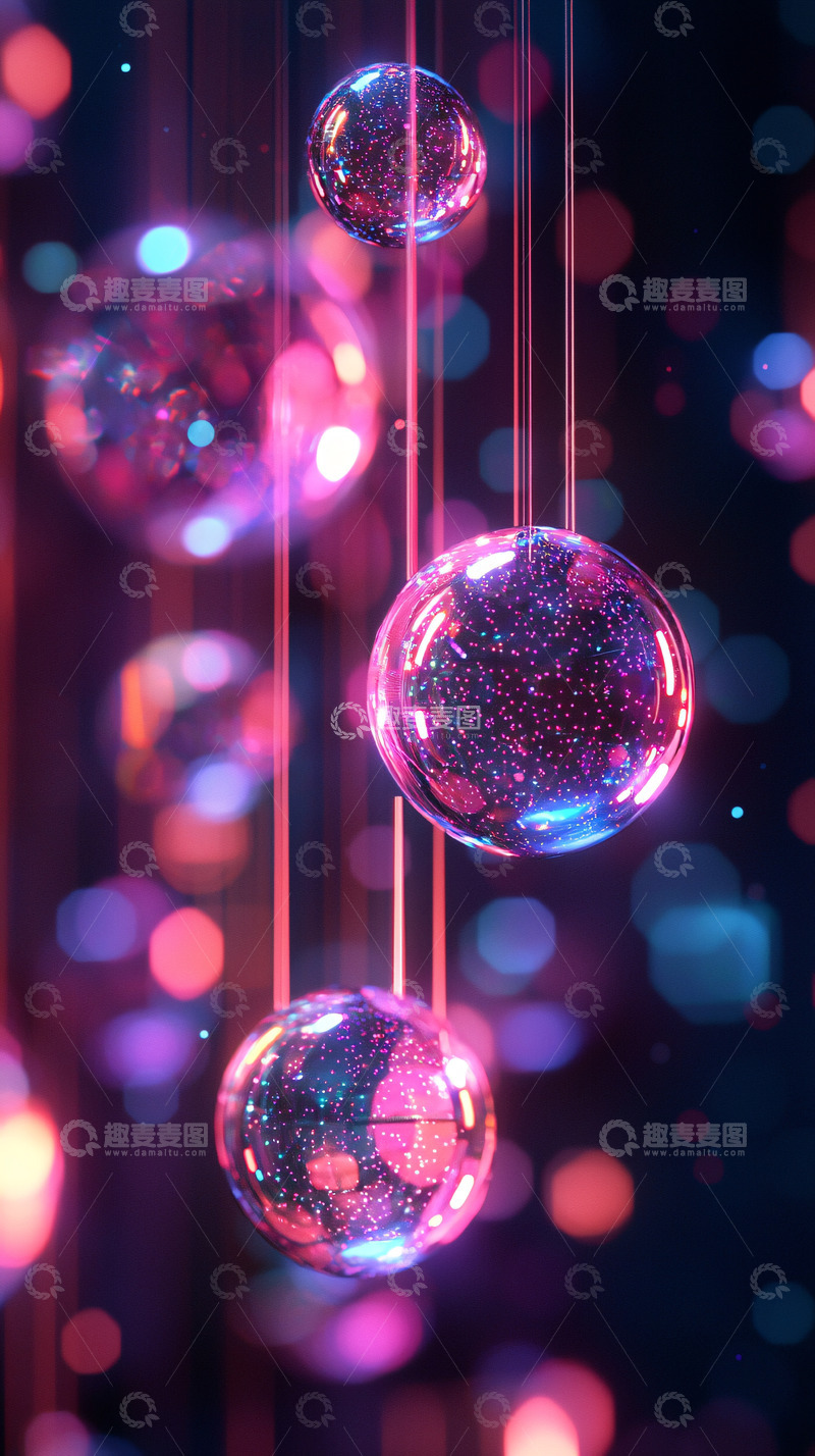 高清大图下载【趣麦麦图】绚丽光影下的圆形装饰球