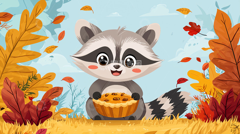 高清大图下载【趣麦麦图】可爱卡通浣熊