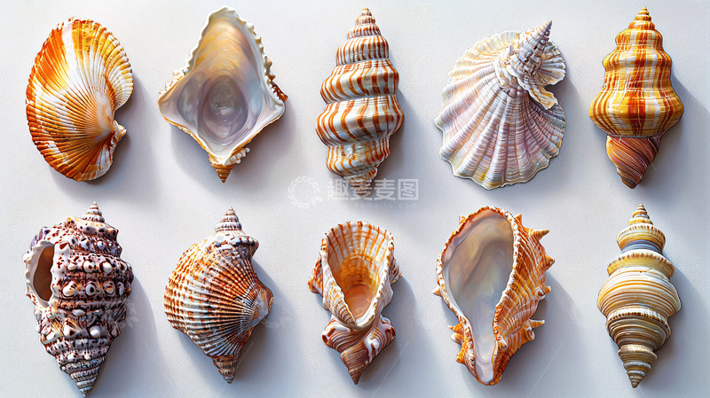 高清大图下载【趣麦麦图】不同形状的贝壳集合