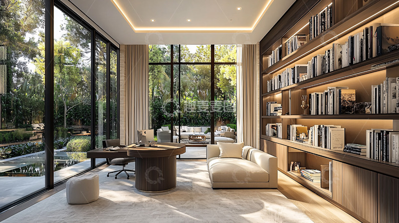 高清大图下载【趣麦麦图】现代简约书房设计