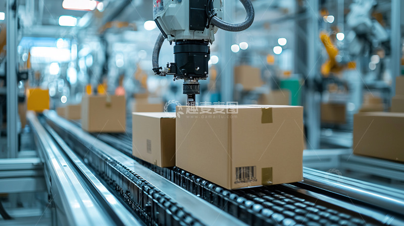 高清大图下载【趣麦麦图】自动化生产线包装纸箱