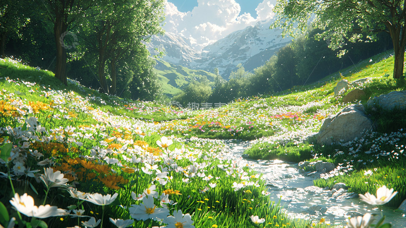 高清大图下载【趣麦麦图】梦幻山谷花海