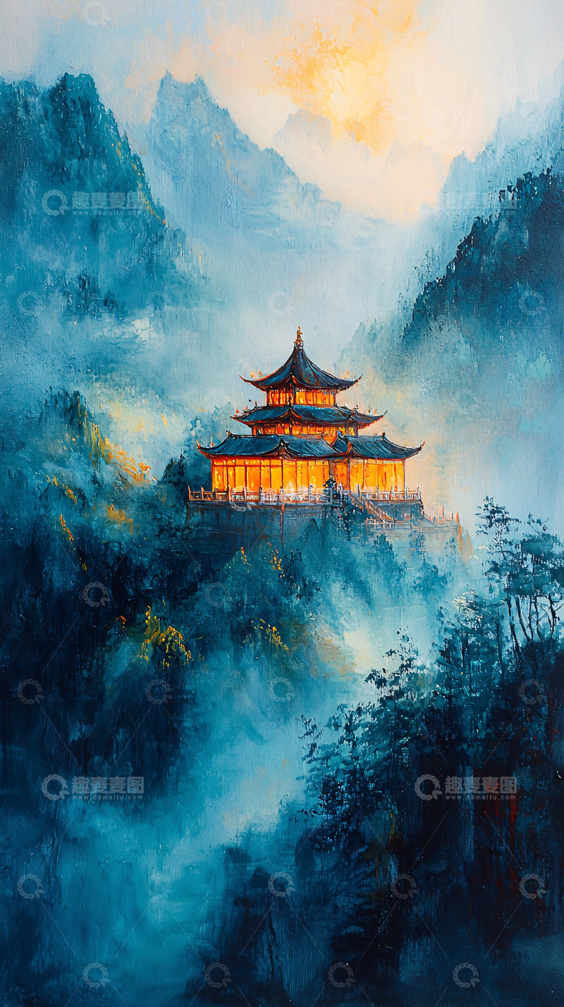 高清大图下载【趣麦麦图】山间寺庙