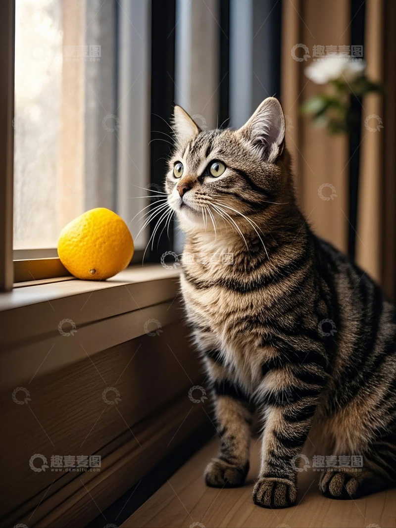 一只看着窗外的小猫