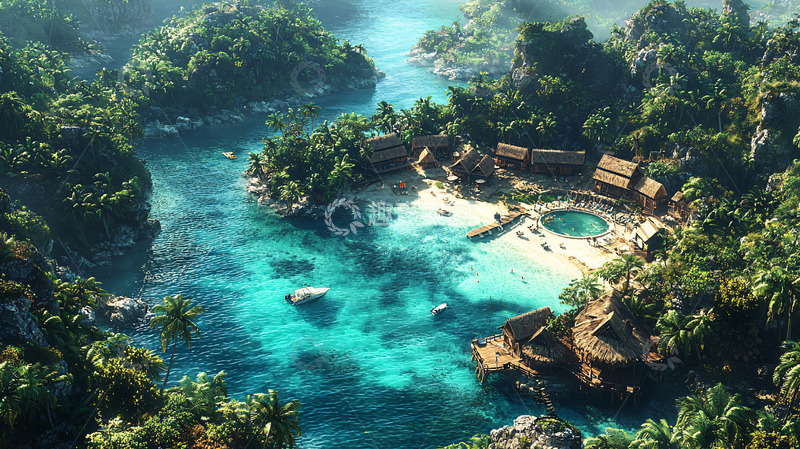 高清大图下载【趣麦麦图】热带海岛度假村风景
