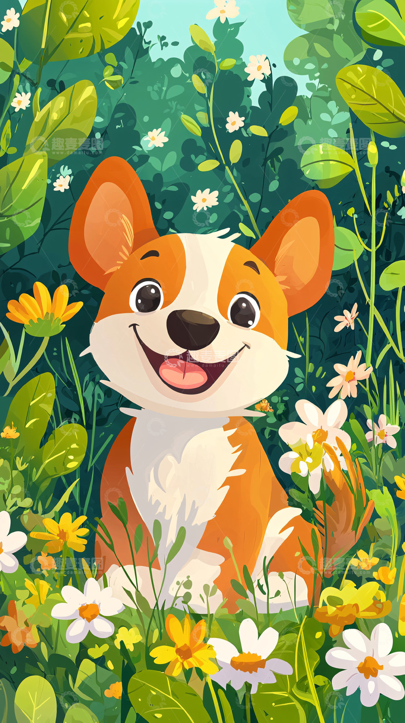高清大图下载【趣麦麦图】卡通柯基