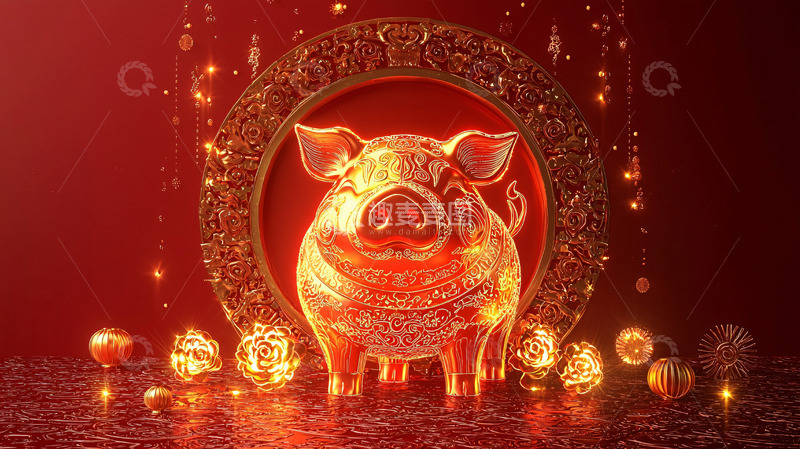 高清大图下载【趣麦麦图】金猪贺岁
