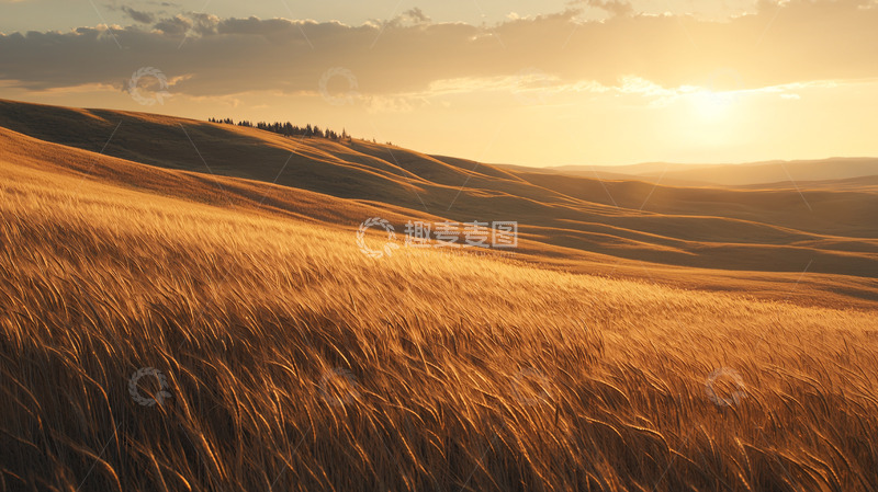 高清大图下载【趣麦麦图】金色麦田夕阳2