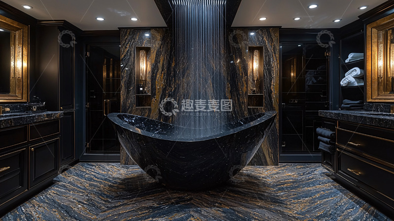 高清大图下载【趣麦麦图】豪华黑金浴室