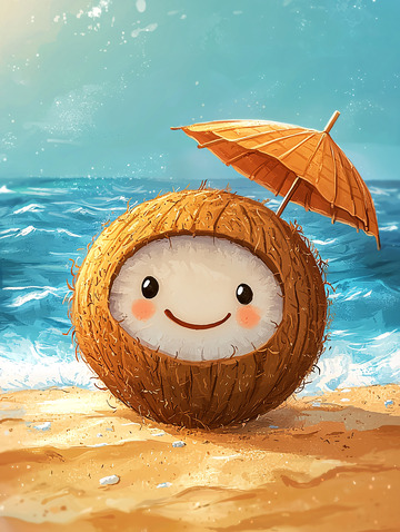 沙滩椰子卡通