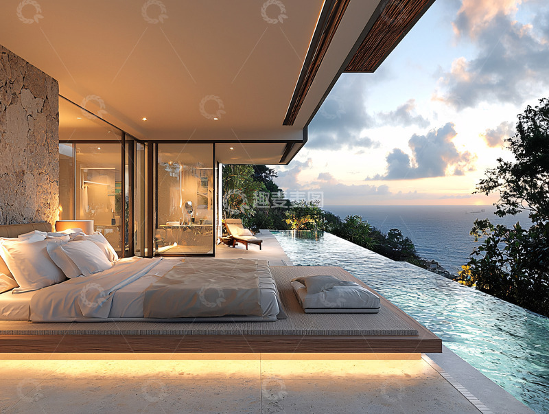 高清大图下载【趣麦麦图】海景卧室