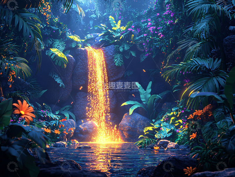 高清大图下载【趣麦麦图】梦幻般的热带瀑布美景