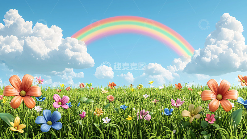 高清大图下载【趣麦麦图】彩虹花田