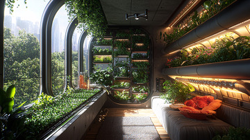 未来科技感室内花园