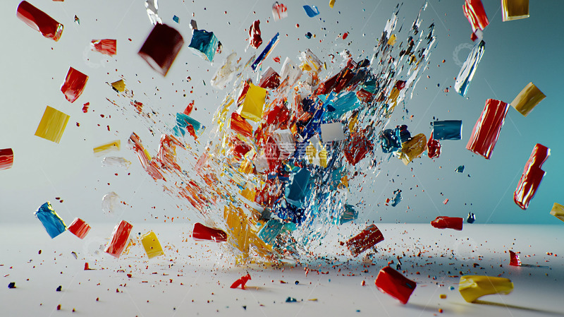 高清大图下载【趣麦麦图】彩色碎片爆炸