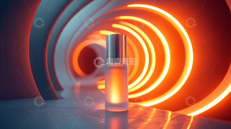 高清大图下载【趣麦麦图】香水瓶与霓虹灯光隧道