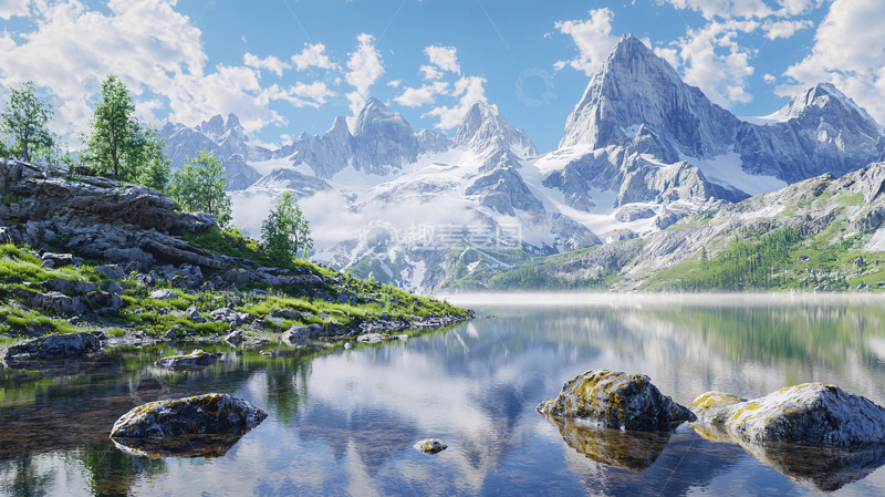 高清大图下载【趣麦麦图】雪山湖泊风景