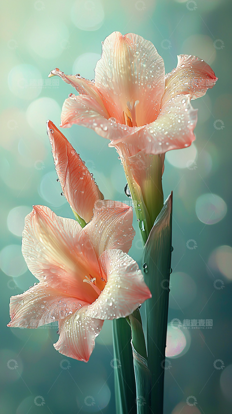 高清大图下载【趣麦麦图】水滴花瓣粉色花朵