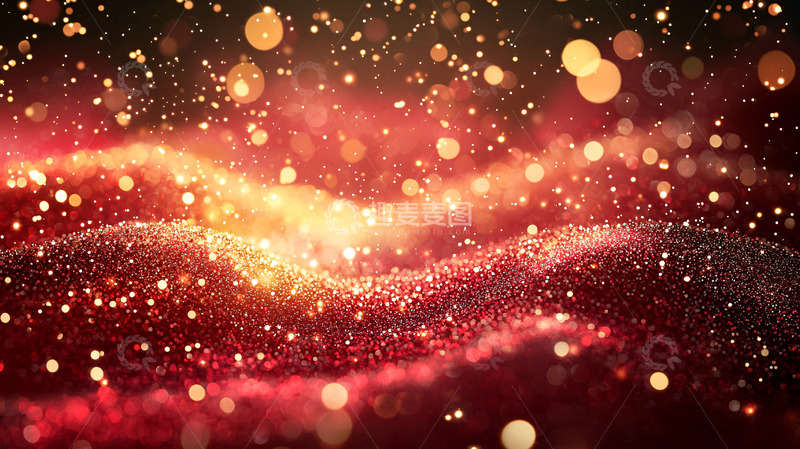 高清大图下载【趣麦麦图】红色粒子波浪背景