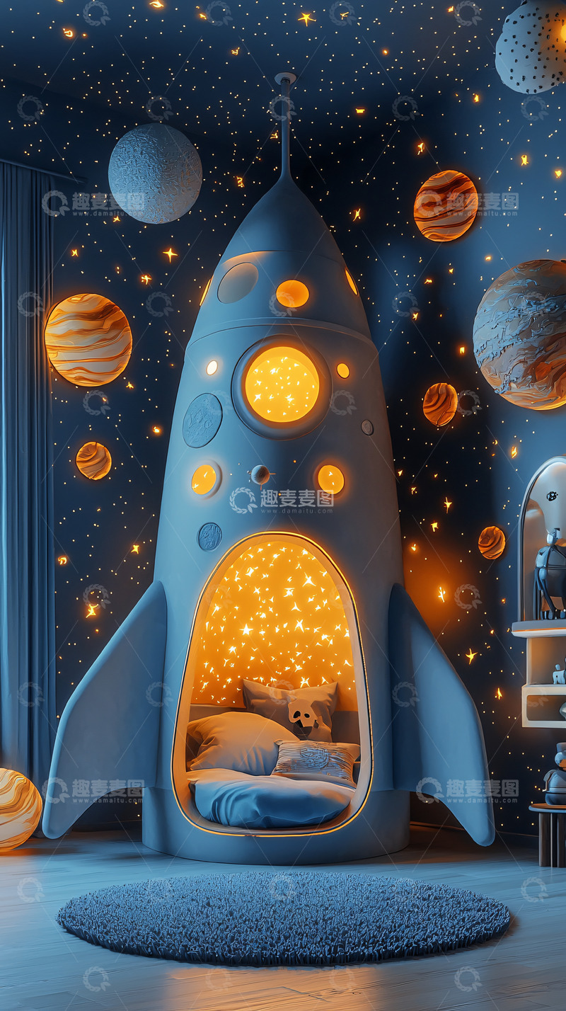 高清大图下载【趣麦麦图】太空飞船儿童床