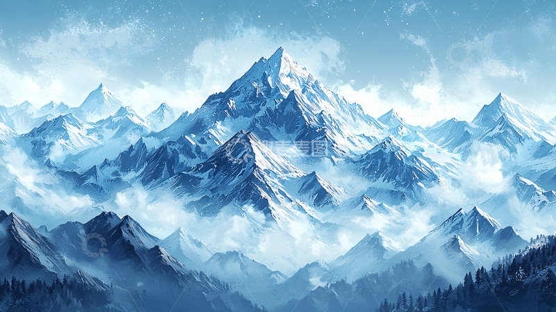 高清大图下载【趣麦麦图】冰雪覆盖的山脉