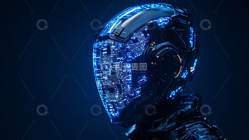 高清大图下载【趣麦麦图】赛博朋克风格的机器人头盔