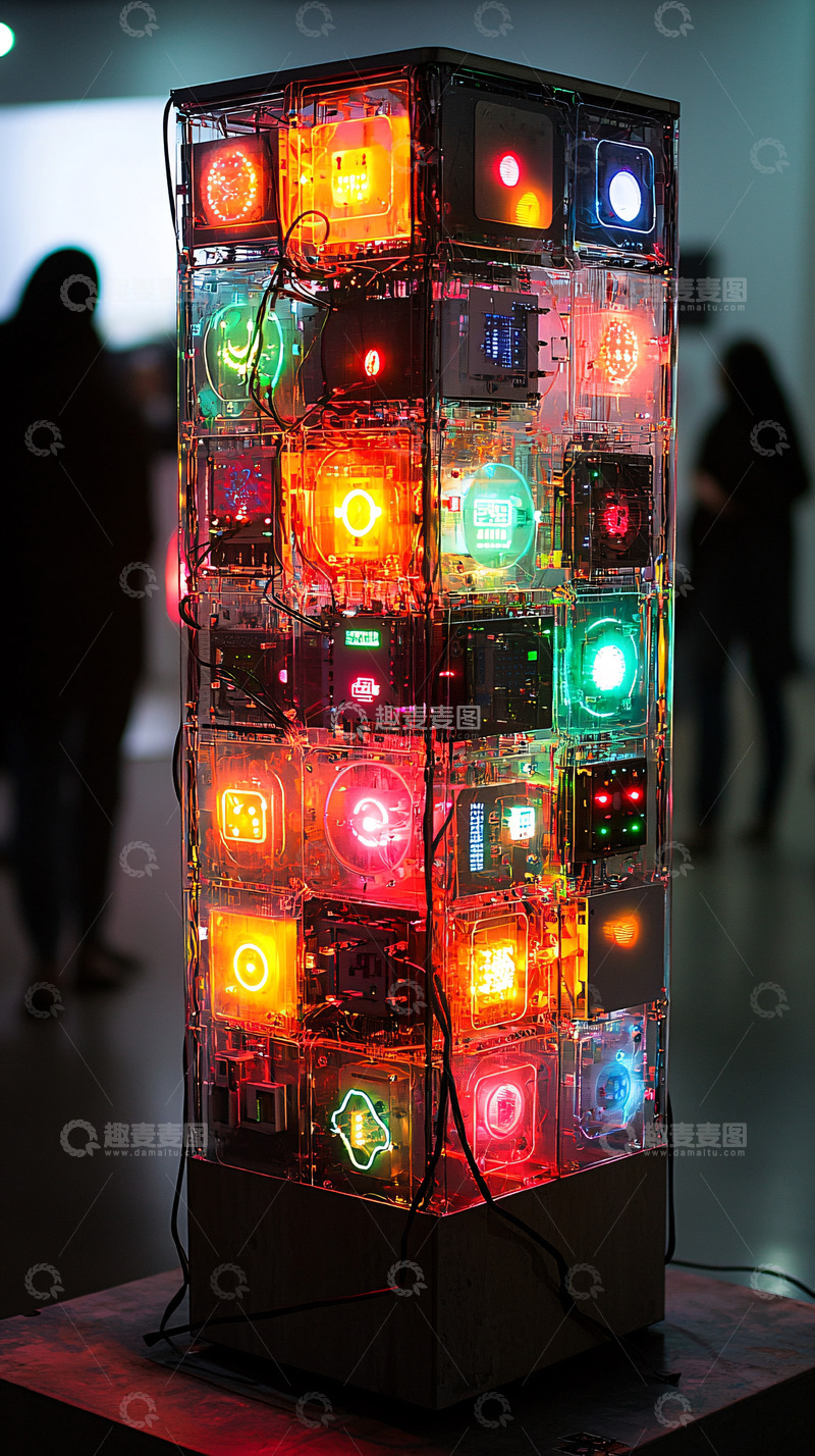 高清大图下载【趣麦麦图】透明立方体灯光装置