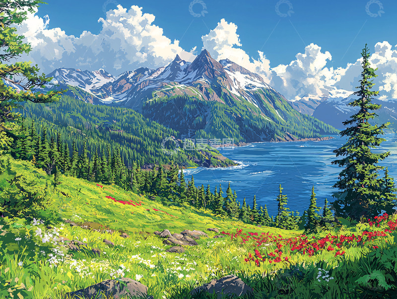 高清大图下载【趣麦麦图】山清水秀的湖光山色