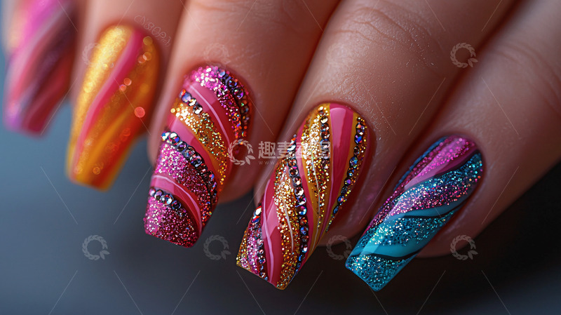 高清大图下载【趣麦麦图】彩色美甲