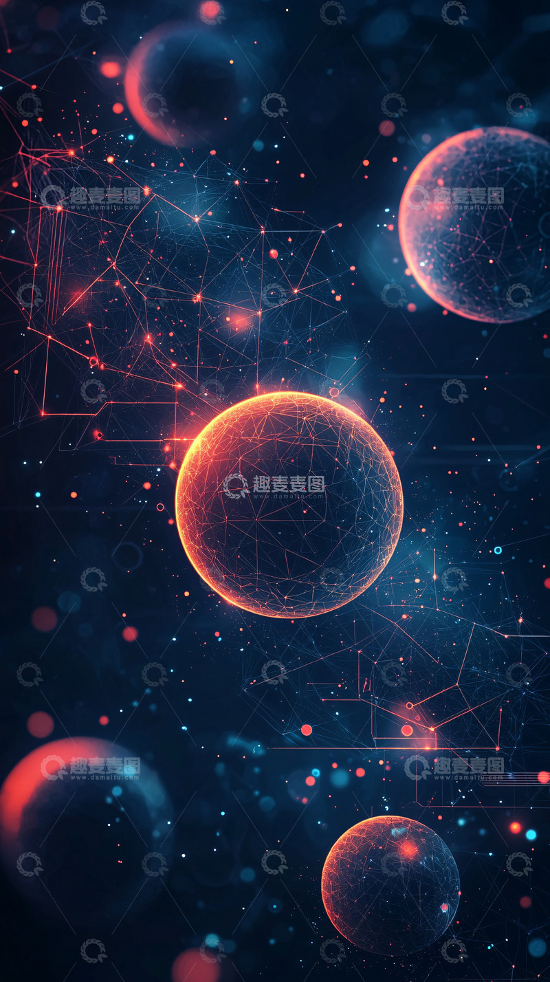 高清大图下载【趣麦麦图】发光球体互联网络