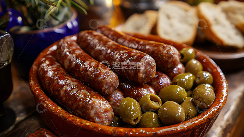 高清大图下载【趣麦麦图】香肠橄榄拼盘