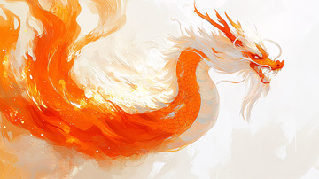 火焰般的白色中国龙